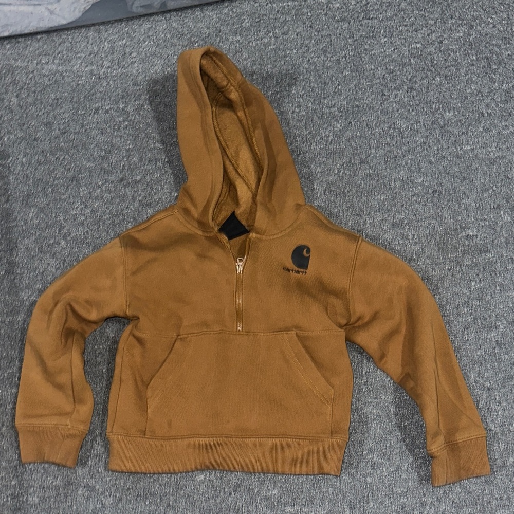 Carhartt Kids Tan Hooded Half-Zip Sweatshirt